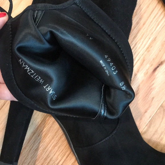 Stuart Weitzman Black Suede Kneeland Boots 8.5 - Picture 8 of 8